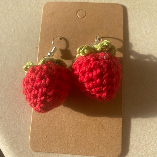 Crochet strawberry earrings